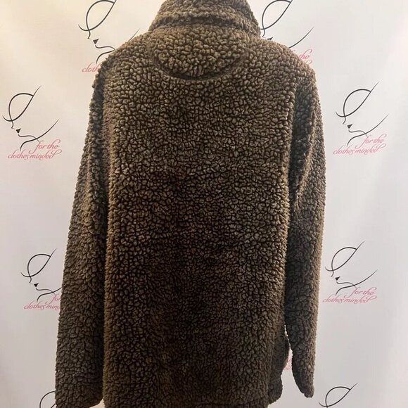 Katy Did. Sz Large. Deep Sculptured Pile Pullover. Pullover Brown. 1/4 Zip. GB - Picture 4 of 7